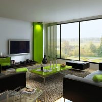 Living room design with panoramic window