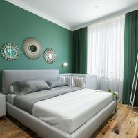 Letto grigio in una camera da letto moderna