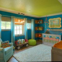 Children's room with blue walls