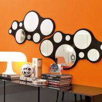 Round mirrors in a custom black frame