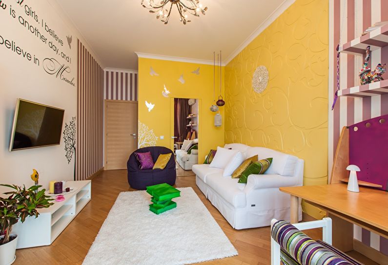 The yellow wall in the living room of Khrushchev