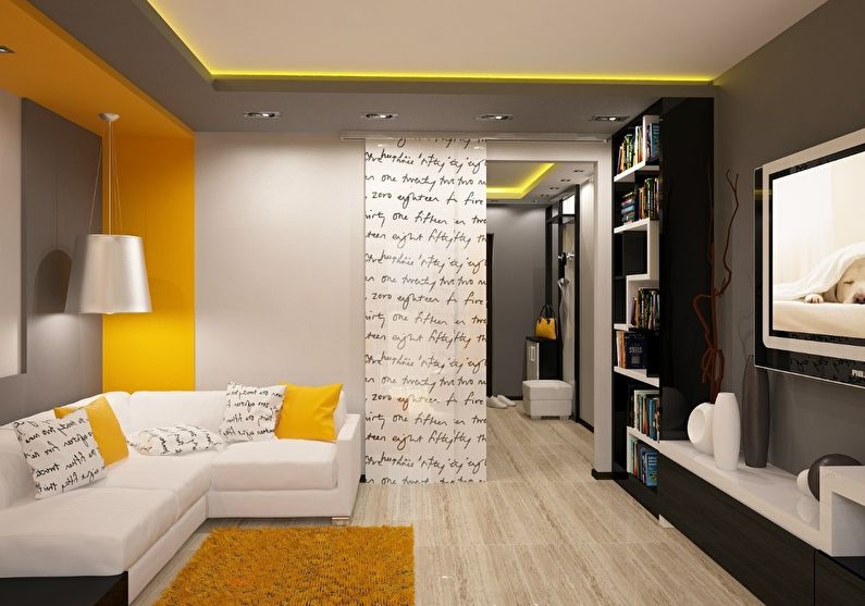 Yellow accents in living room design