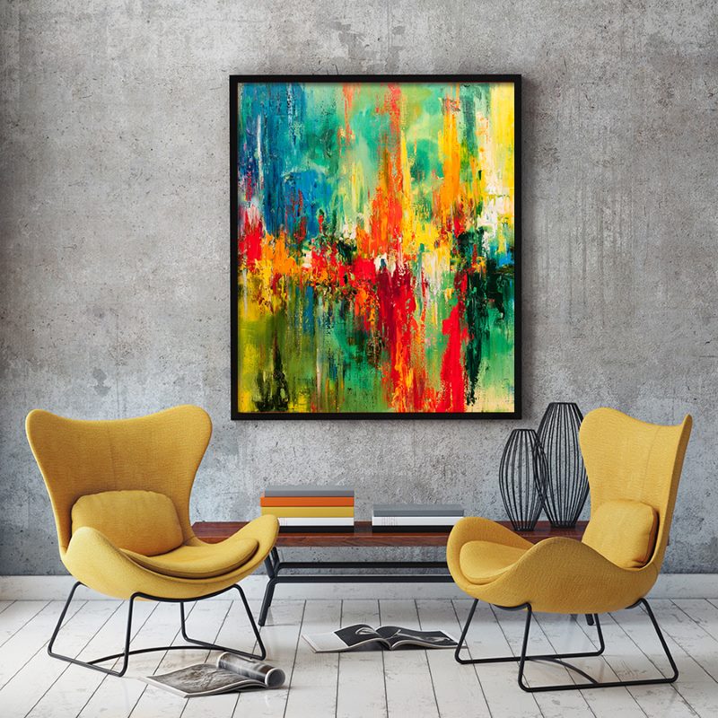 Abstract painting in the design of the living room