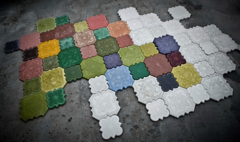 Colored Tile Concrete Mosaic