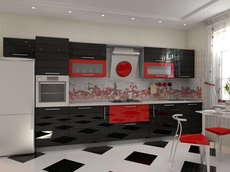 Black and white set in a modern kitchen
