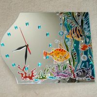 Unusual mirror with clocks and paintings