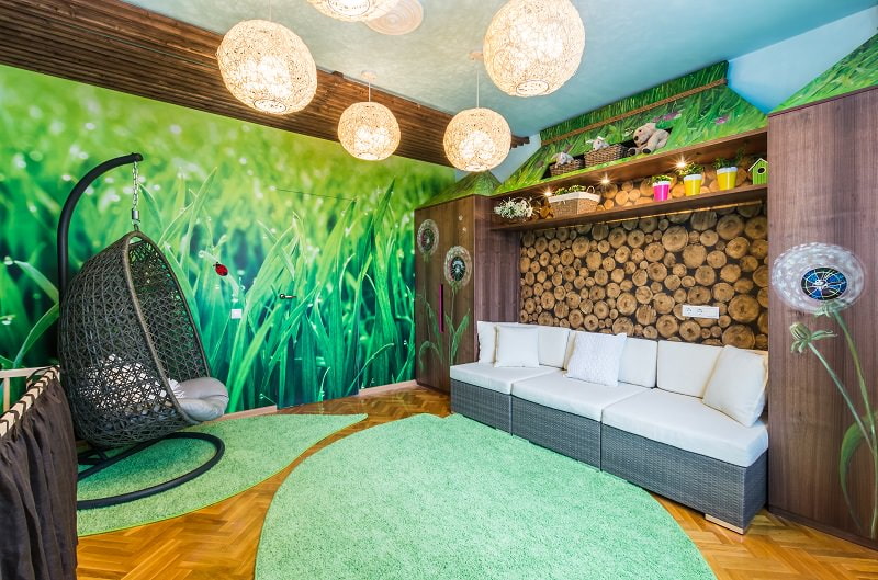 Interior of a kids room in eco style