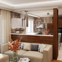 Bar in legno nel design della cucina-soggiorno