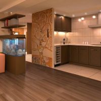 Zoning of the kitchen-living room flooring
