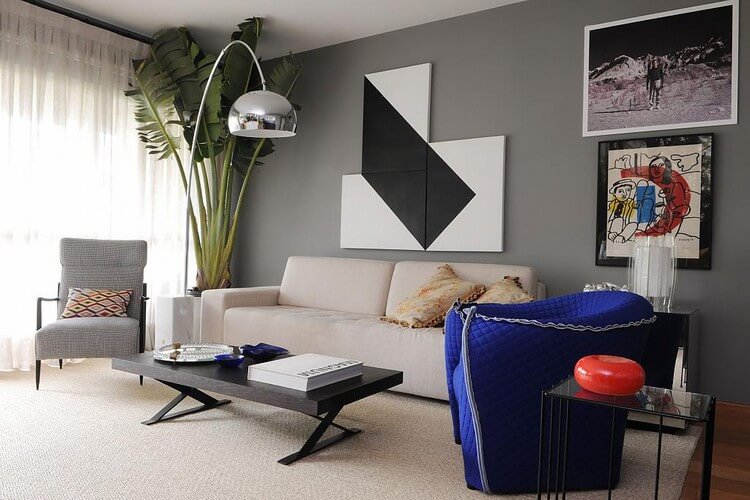 Grayscale living room interior