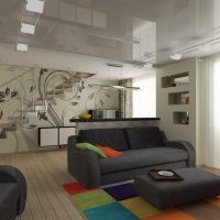Glossy stretch ceiling surface
