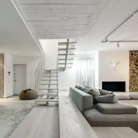 Gray sofa in a bright living room