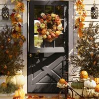 Autumn decre of the front door of a country house