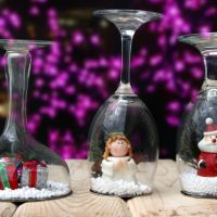 Christmas decor made of glass wine glasses