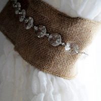 Burlap grab with glass beads
