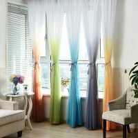 All the colors of the rainbow on the curtains in the living room