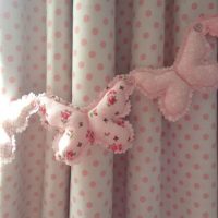 Fabric Butterflies on Polka Dot Curtains
