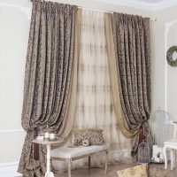 Pleated curtains on a white cornice