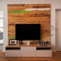 Wood accent wall decoration in the living room