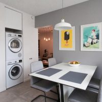 Washing machine in the interior of the kitchen
