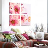 Four paintings with bright colors