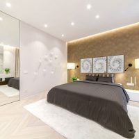 Design a bedroom with a large mirror