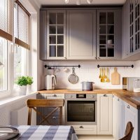 Small kitchen with wooden worktop