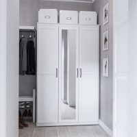 Cabinet with a mirror on one door