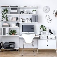 Metal shelving in the home office