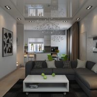 Design of a living room without windows in a modern style