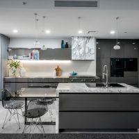 kitchen island with integrated sink