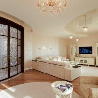 Spacious beige living room