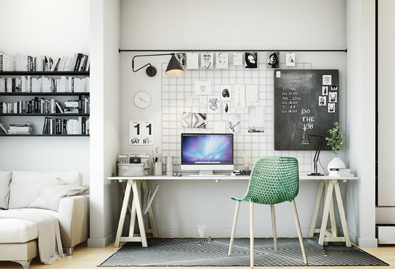 Scandinavian style home office interior