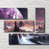 Composition of four modular paintings