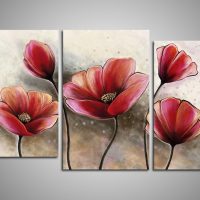 Red poppies in modular paintings
