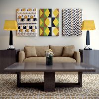 Table lamps with yellow lampshades