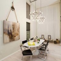 High ceiling dining room interior