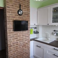 Brick wall in the interior of the kitchen