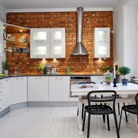 Spacious kitchen with angular configuration