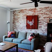 Old brickwork in a small living room