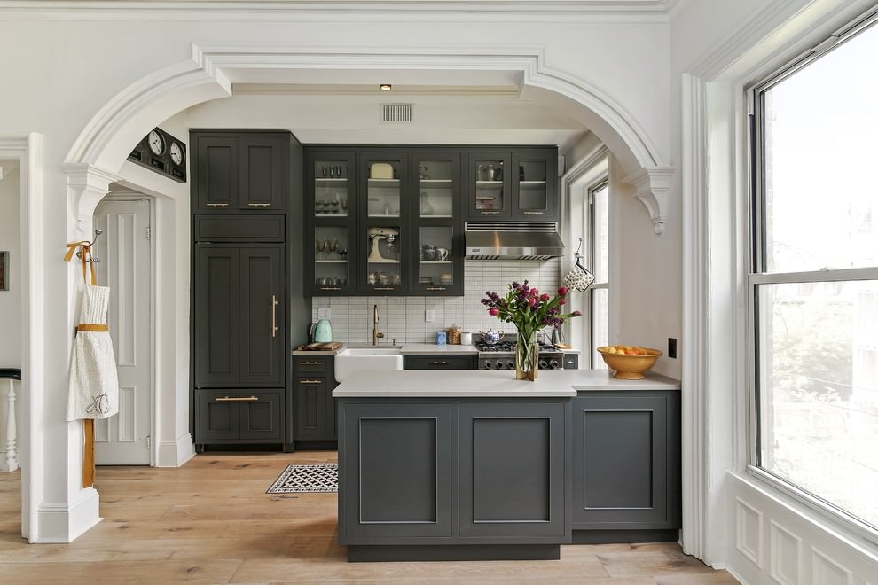 Classic gray kitchen interior