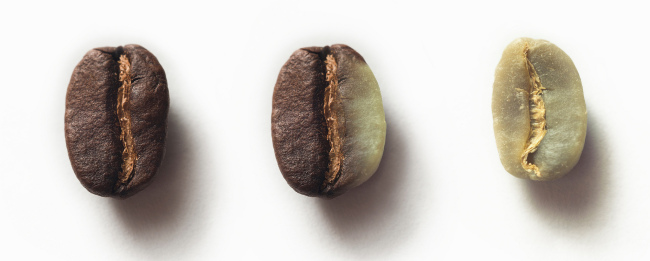 Coffee beans of varying degrees of roasting