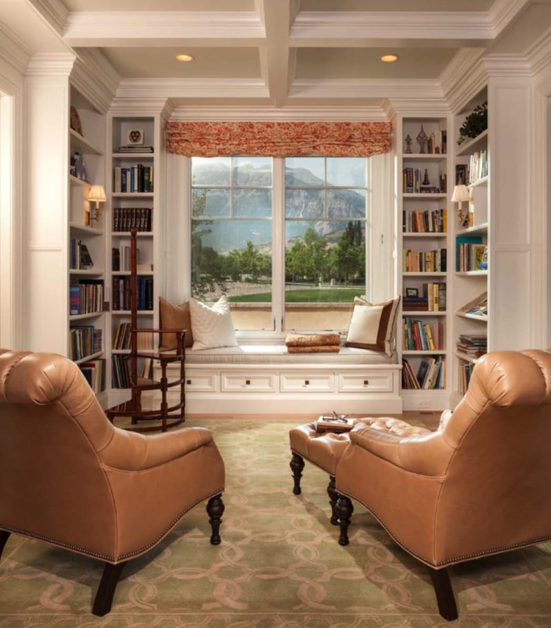 Two leather armchairs in the home library