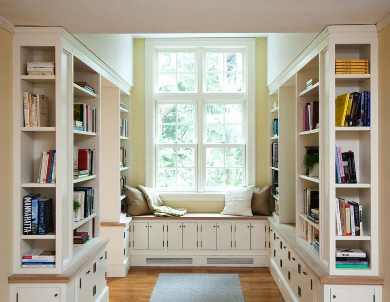 Interior of a small home library