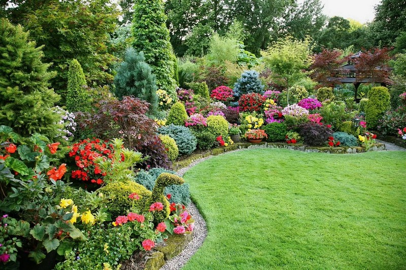 Magnificent mixborder in garden design