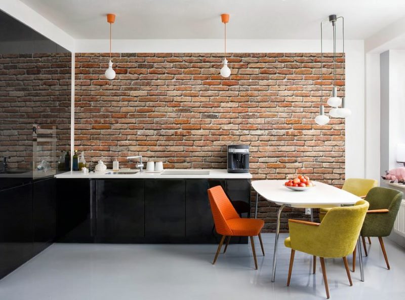 Bricked kitchen dining area