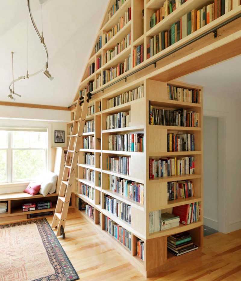 Ladder and high bookcase