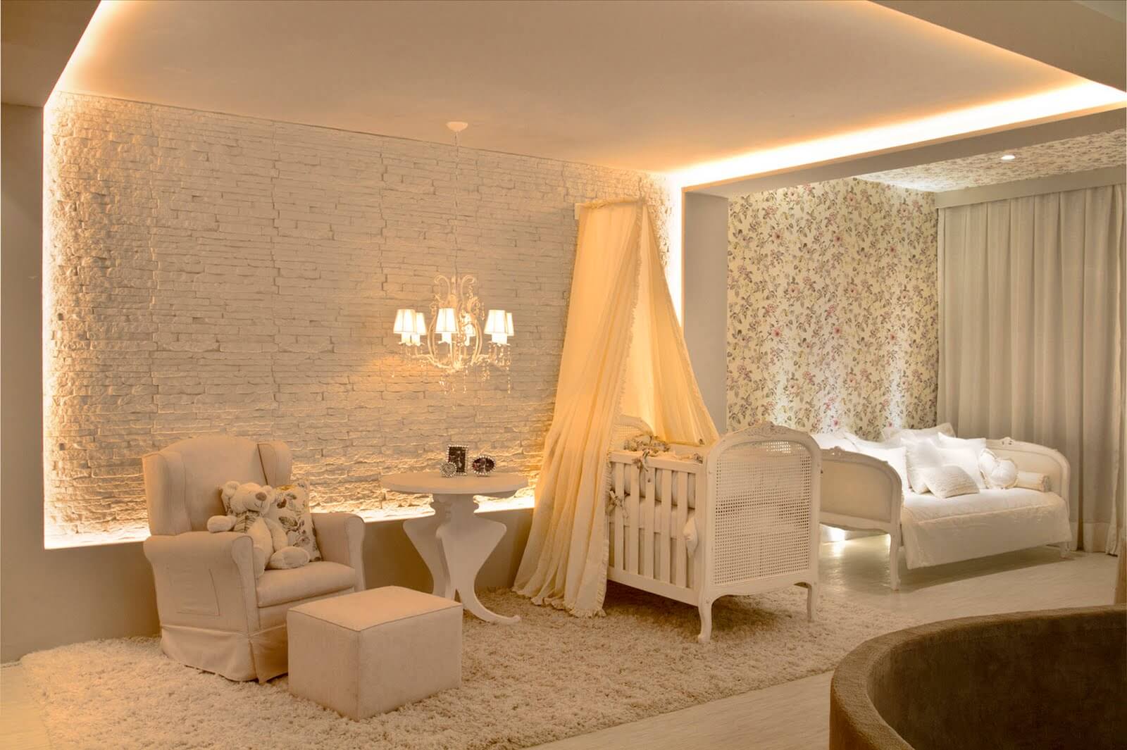 Room interior of young parents with ambient light