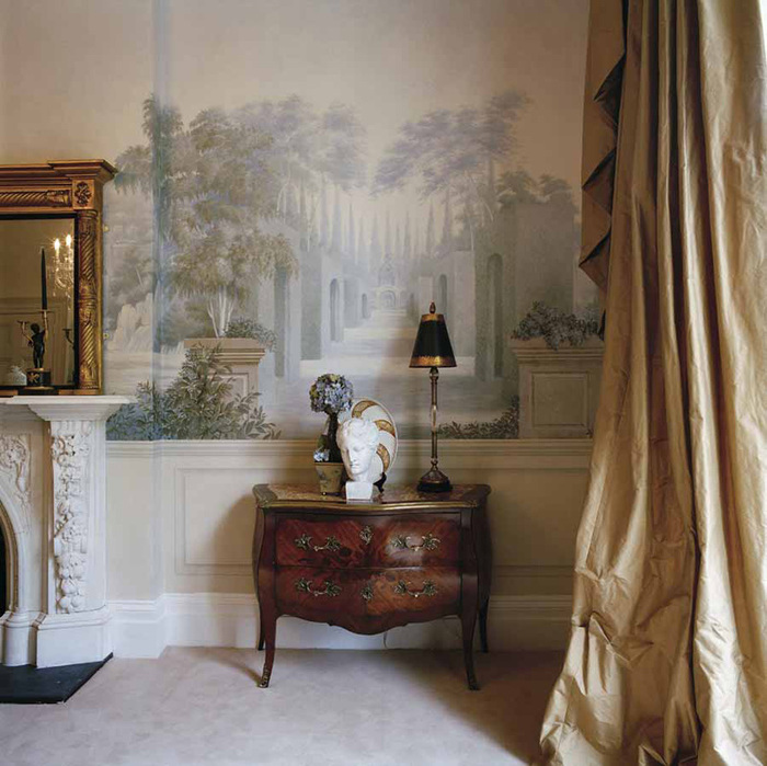 Interior in classical style with wall painting