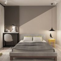 Interior of a modern bedroom in a two-room apartment